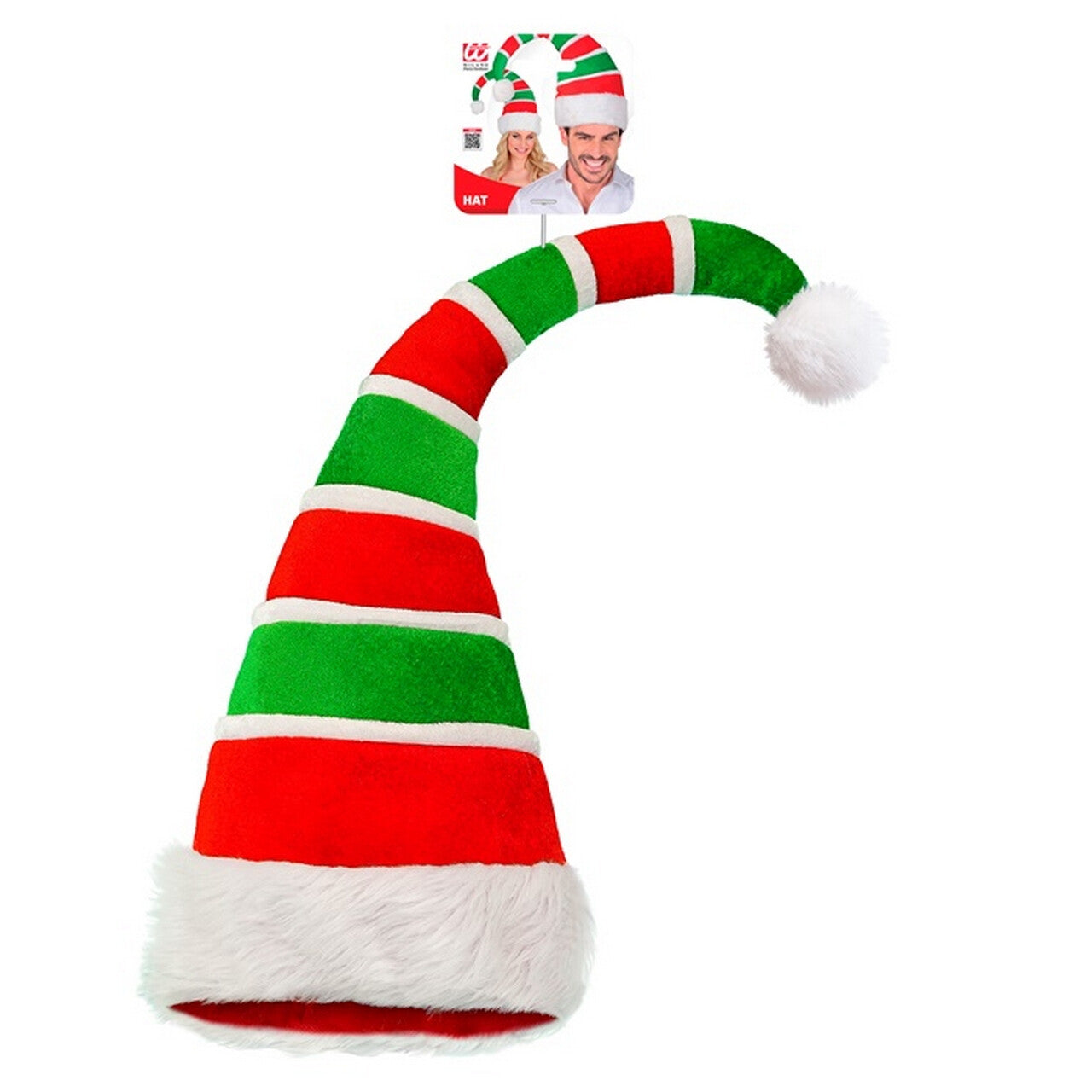 Op deze afbeelding zie je een Accessoires, van het merk Widmann. Gestreepte Muts Kerstelf