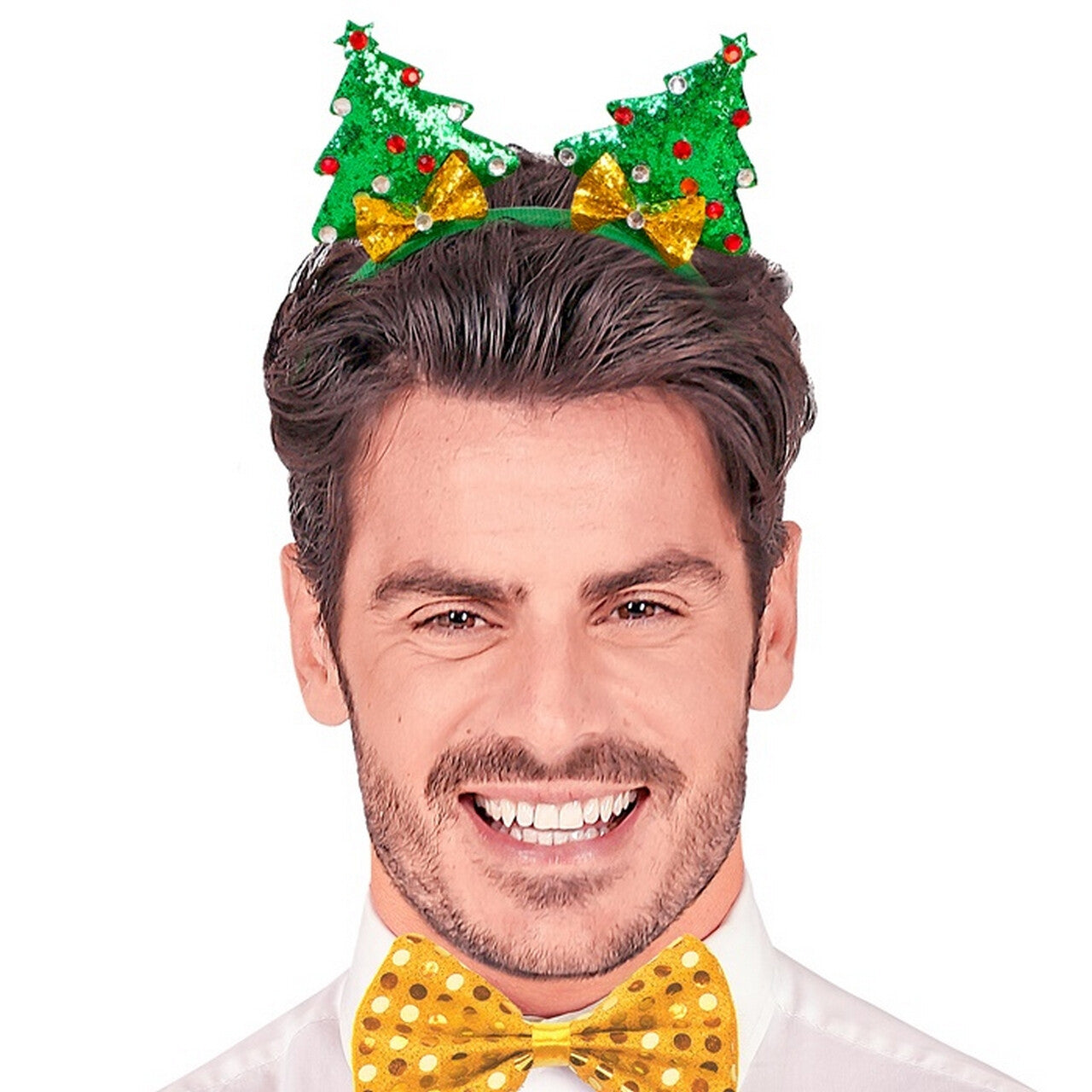 Op deze afbeelding zie je een Accessoires, van het merk Widmann. Hoofdband Versierde Kerstbomen