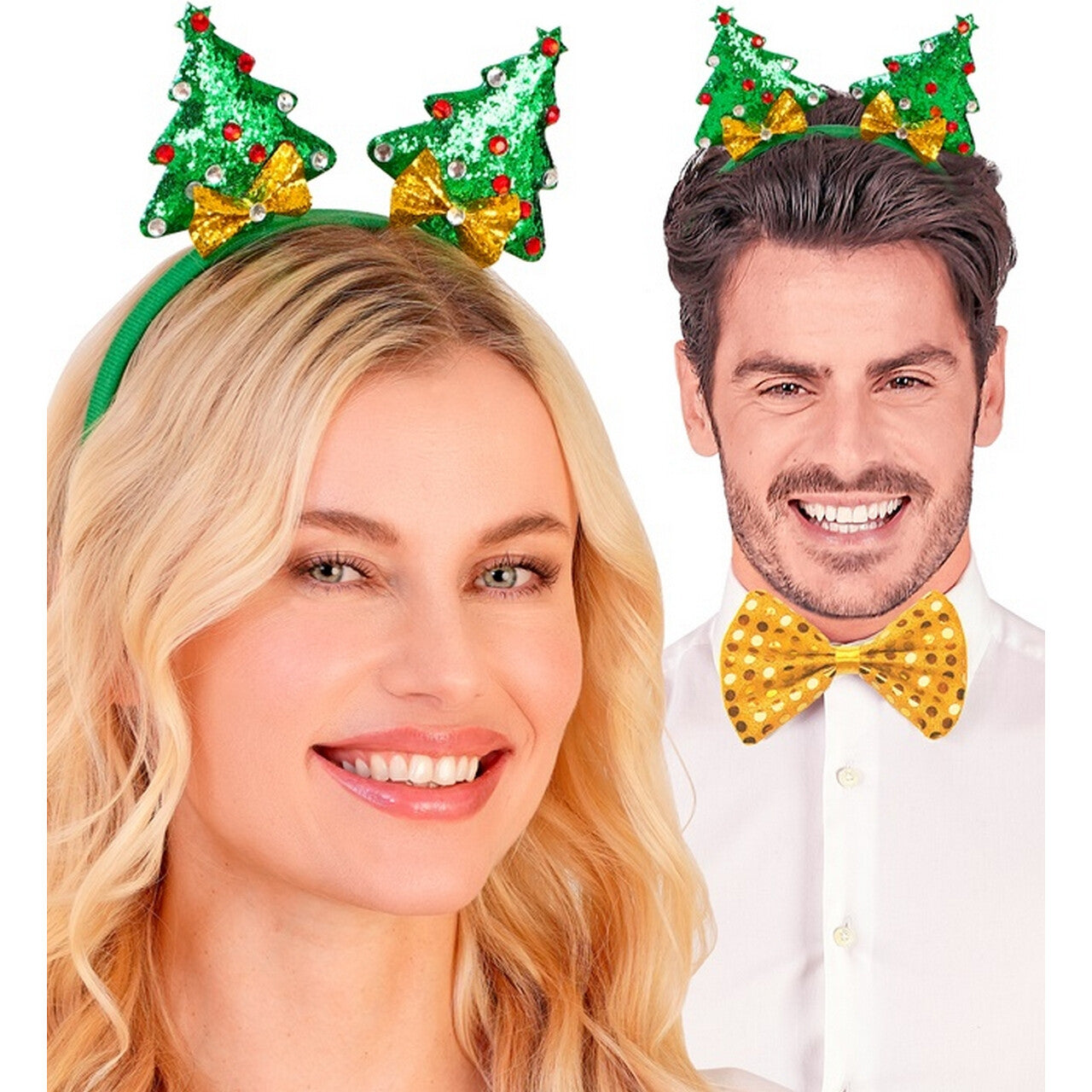 Op deze afbeelding zie je een Accessoires, van het merk Widmann. Hoofdband Versierde Kerstbomen