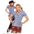 Geblokte Blouse Blauw / Wit Cowboy Tirol Vrouw