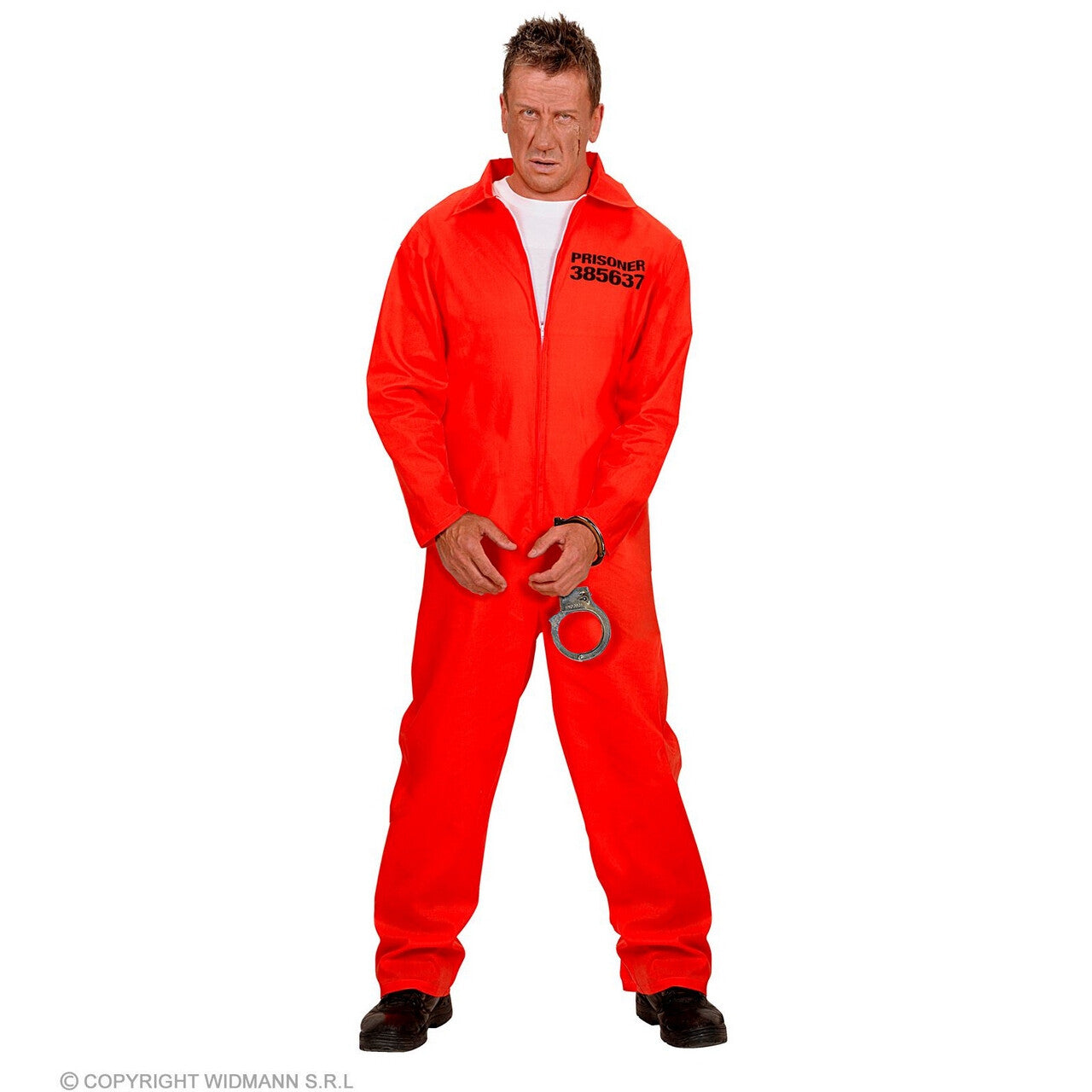 Op deze afbeelding zie je een Kostuums, van het merk Widmann. County Jail Gevangene Rood Man Kostuum