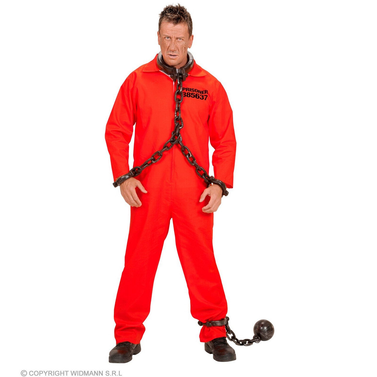 Op deze afbeelding zie je een Kostuums, van het merk Widmann. County Jail Gevangene Rood Man Kostuum