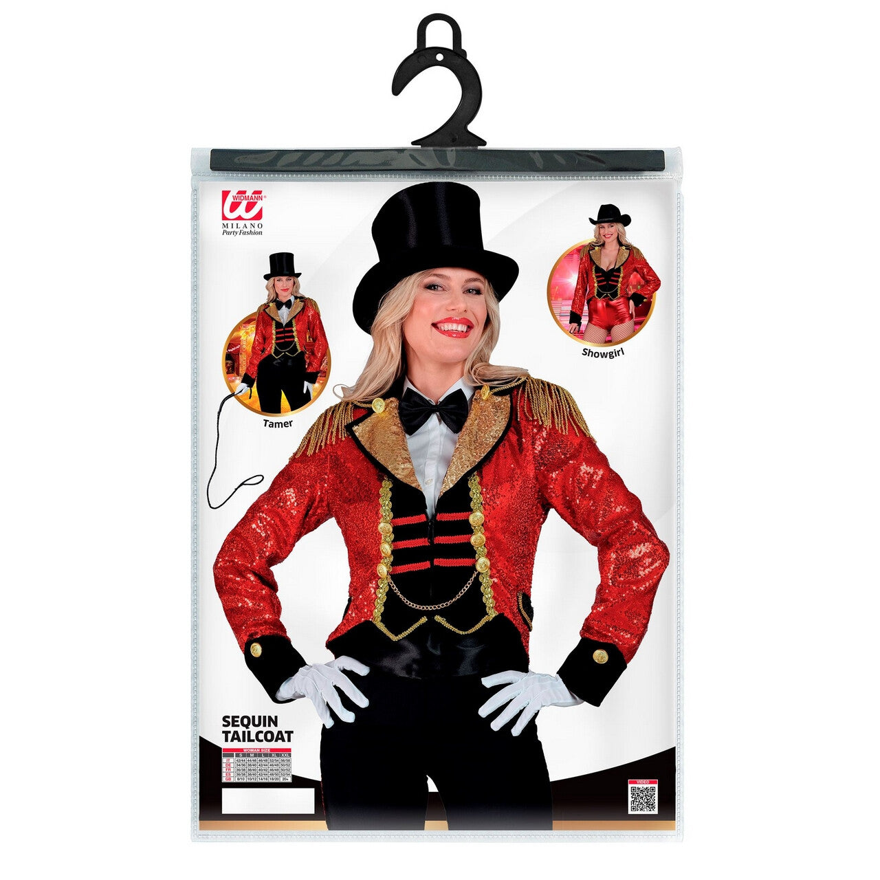 Op deze afbeelding zie je een Kostuums, van het merk Widmann. Circus Dompteur Pailletten Jas Vrouw