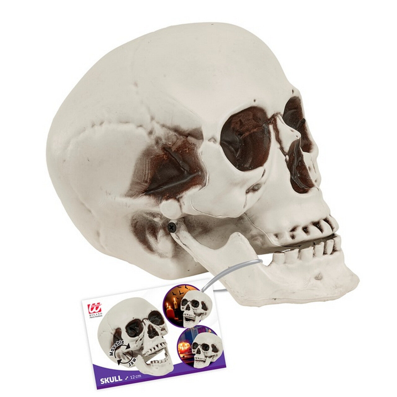 Op deze afbeelding zie je een Decoratie, van het merk Widmann. Lachend Schedel Met Beweegbare Kaak