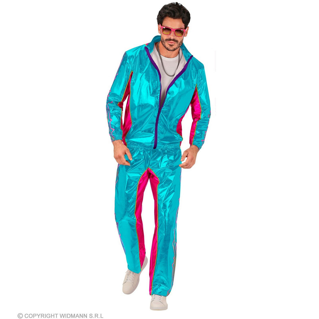 Op deze afbeelding zie je een Kostuums, van het merk Widmann. Rave Op Soundwaves Trainingspak Blauw Kostuum