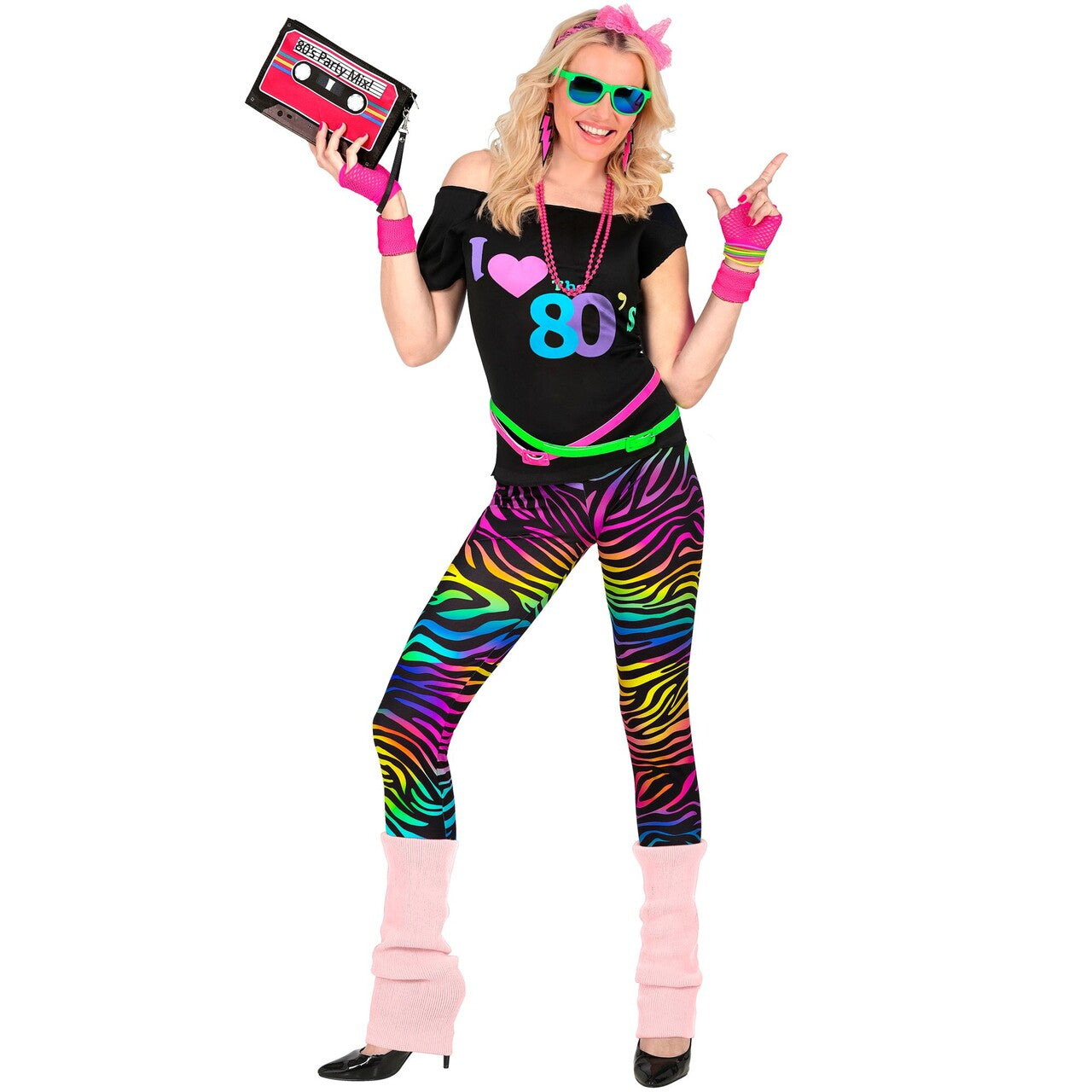 Op deze afbeelding zie je een Accessoires, van het merk Widmann. Roze Beenwarmers 80s Fitness