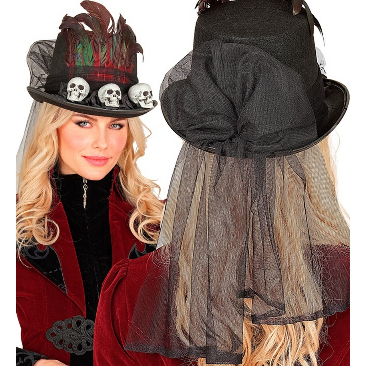 Op deze afbeelding zie je een Accessoires, van het merk Widmann. Hoed Met Sluier Black Magic