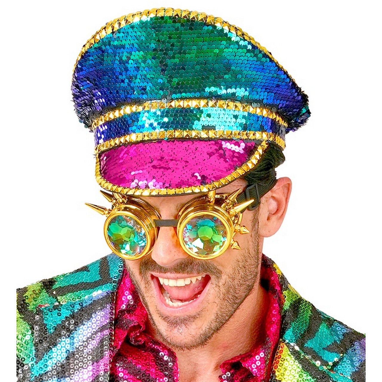 Op deze afbeelding zie je een Accessoires, van het merk Widmann. Festival Pet Rainbow Steampunk