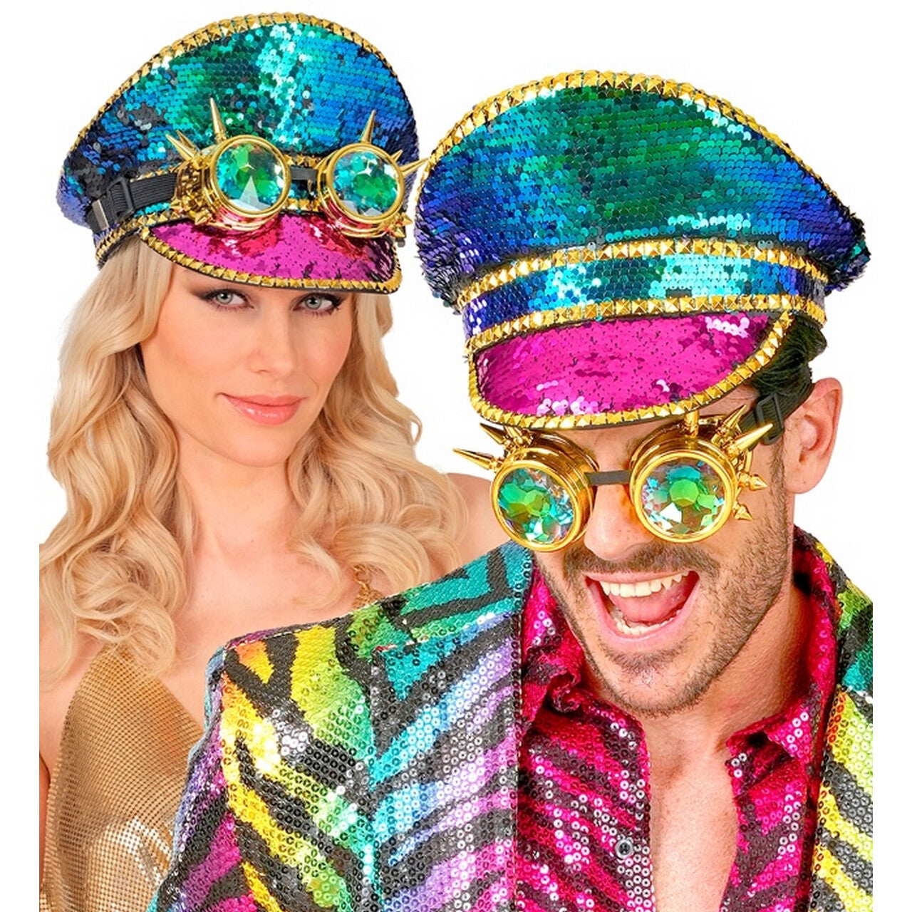 Op deze afbeelding zie je een Accessoires, van het merk Widmann. Festival Pet Rainbow Steampunk