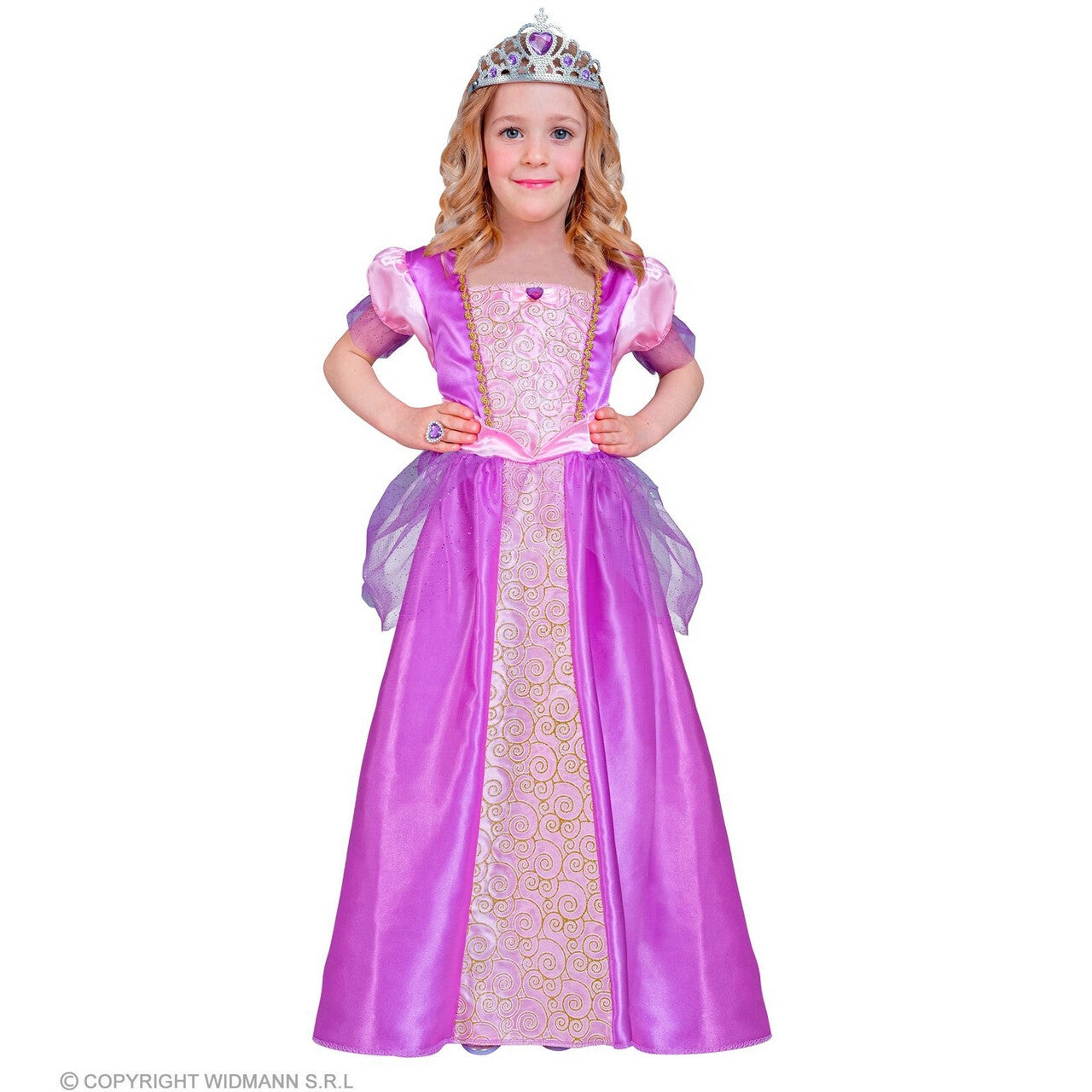 Op deze afbeelding zie je een Kostuums, van het merk Widmann. Prachtige Paarse Prinses Penelope Meisje Kostuum