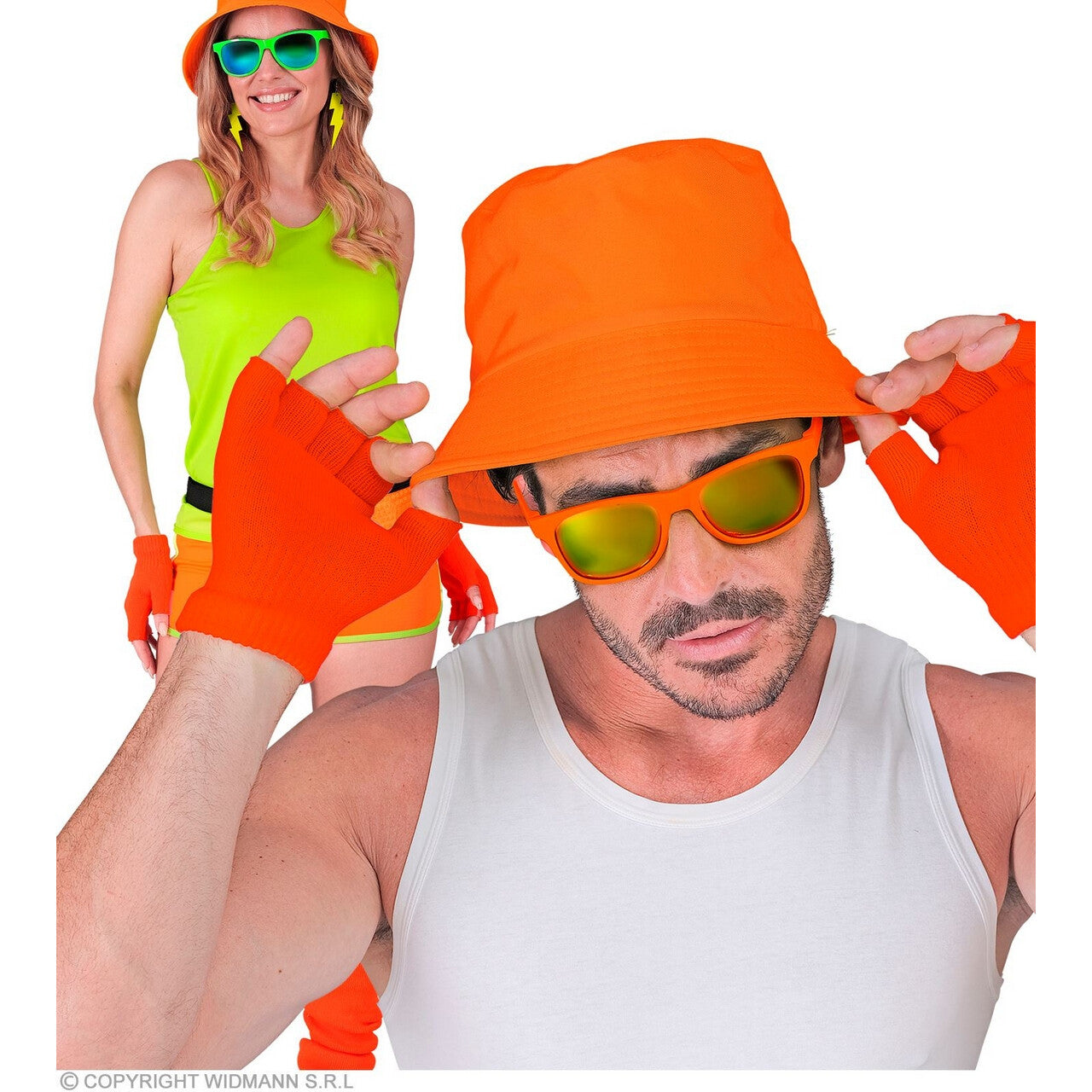 Op deze afbeelding zie je een Accessoires, van het merk Widmann. Vingerloze Handschoenen Neon Oranje Handig Warm