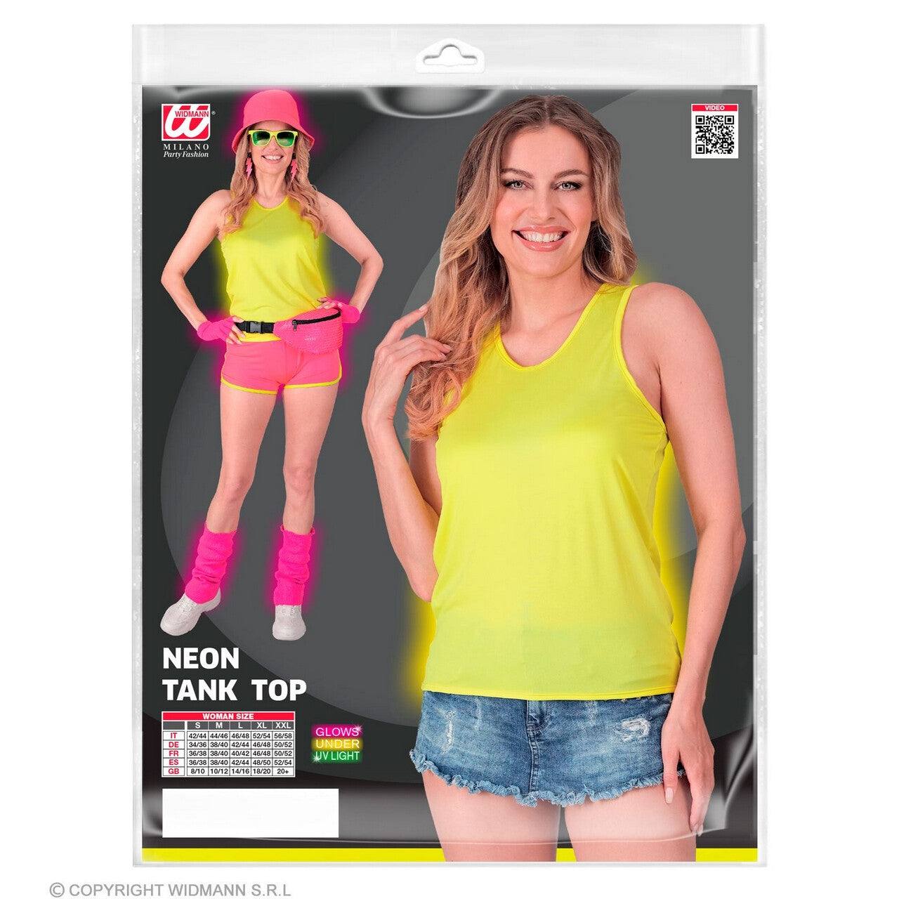 Op deze afbeelding zie je een Kostuums, van het merk Widmann. Basic Tank Top Neon Geel Vrouw