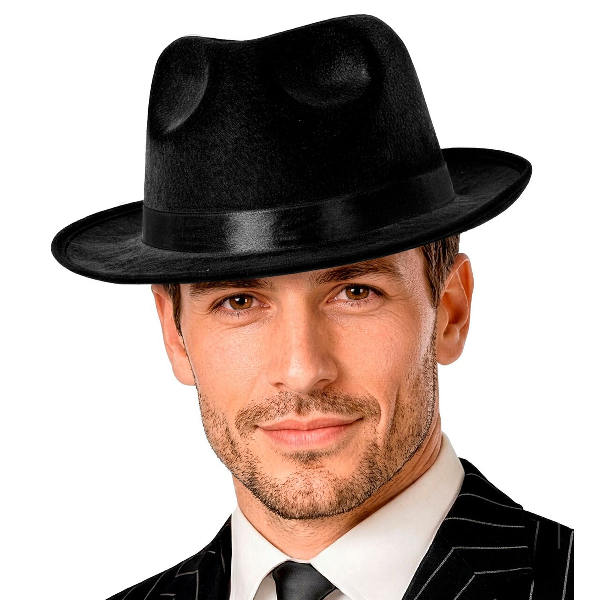 Op deze afbeelding zie je een Accessoires, van het merk Widmann. Zwarte Fedora Hoed