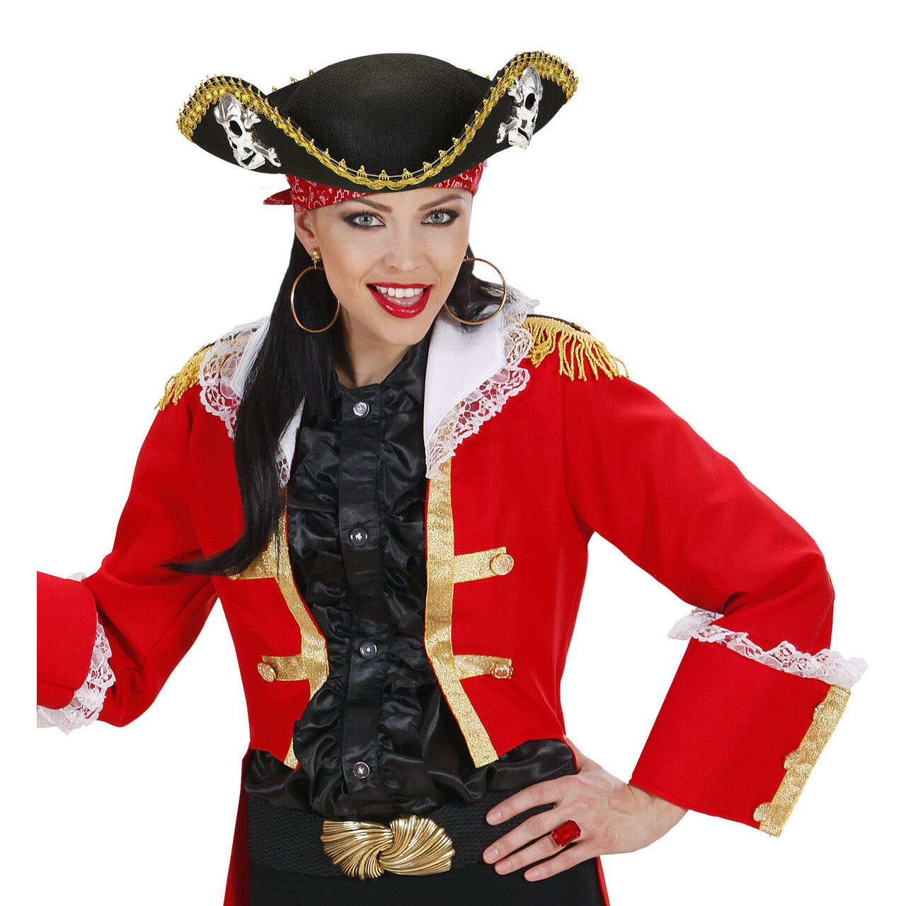 Op deze afbeelding zie je een Accessoires, van het merk Widmann. Piraten Tricorn Vilten Hoed Met Schedels