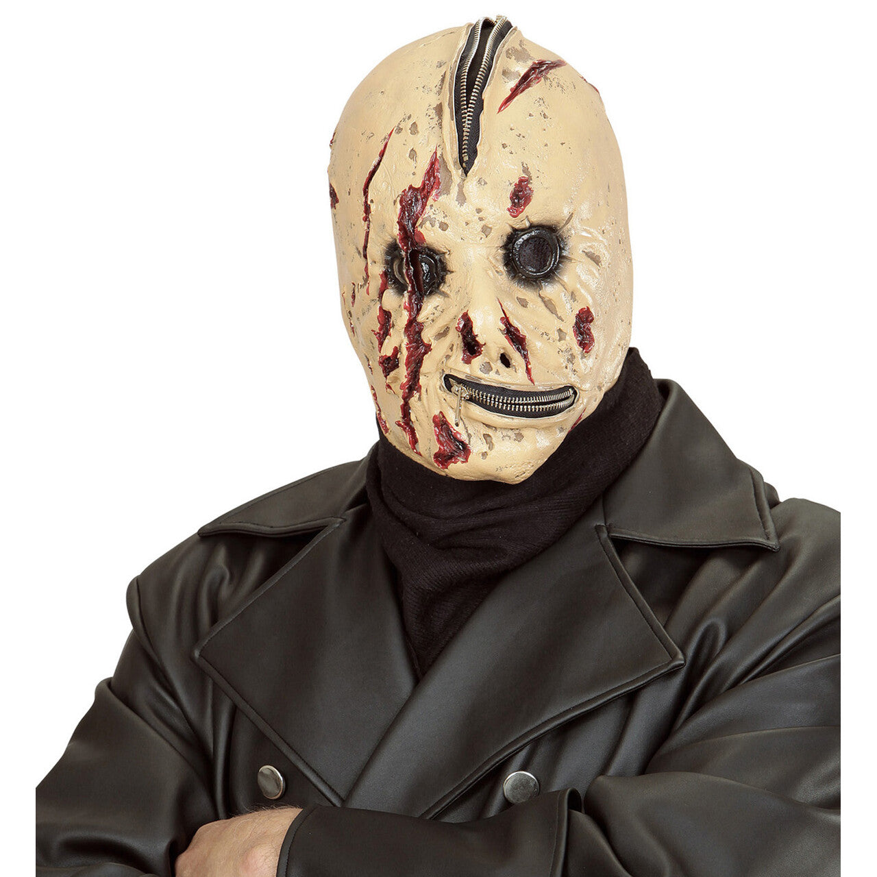 Op deze afbeelding zie je een Accessoires, van het merk Widmann. Vervormd Gezicht Masker Bloederige Rits