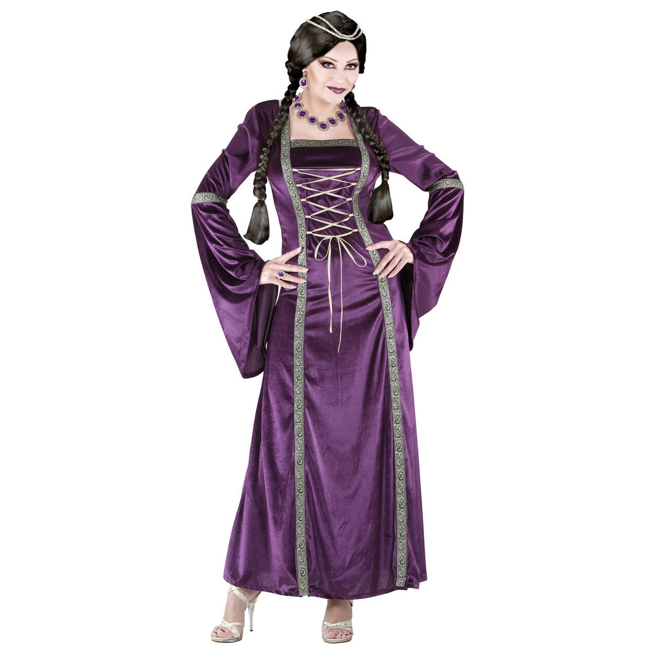 Op deze afbeelding zie je een Kostuums, van het merk Widmann. Purple Lady Middeleeuwse Prinses Vrouw Kostuum