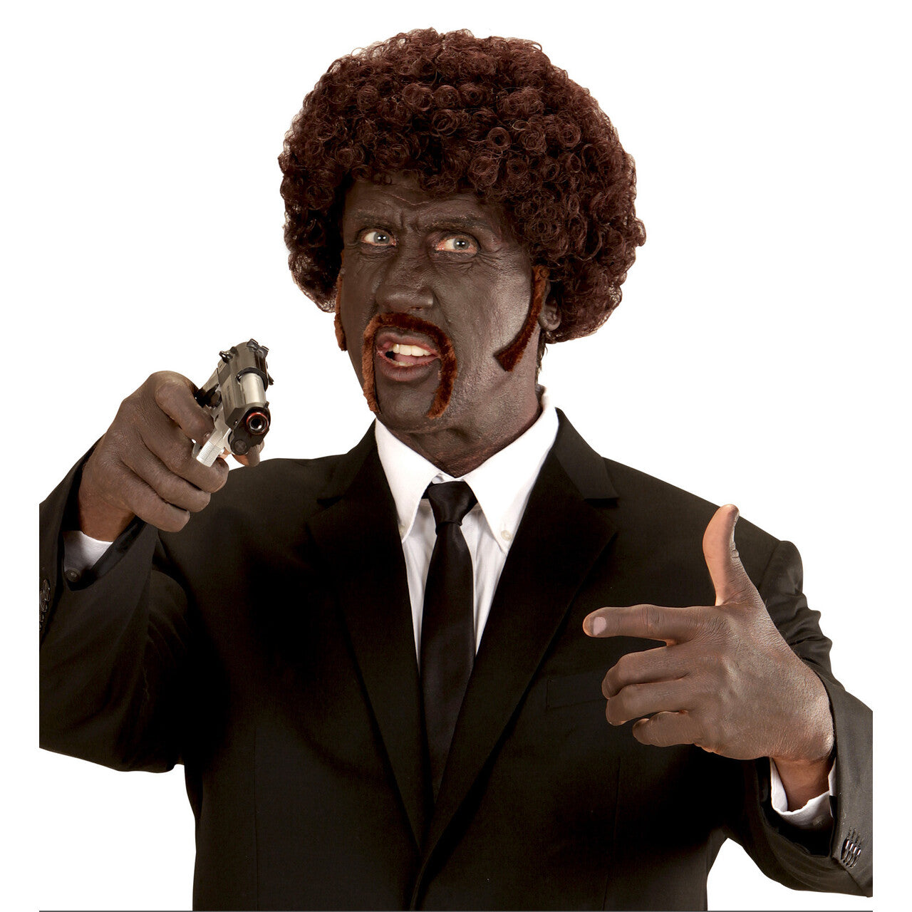 Op deze afbeelding zie je een Accessoires, van het merk Widmann. Pruik, Pulp Fiction Afro Jules Winnfield