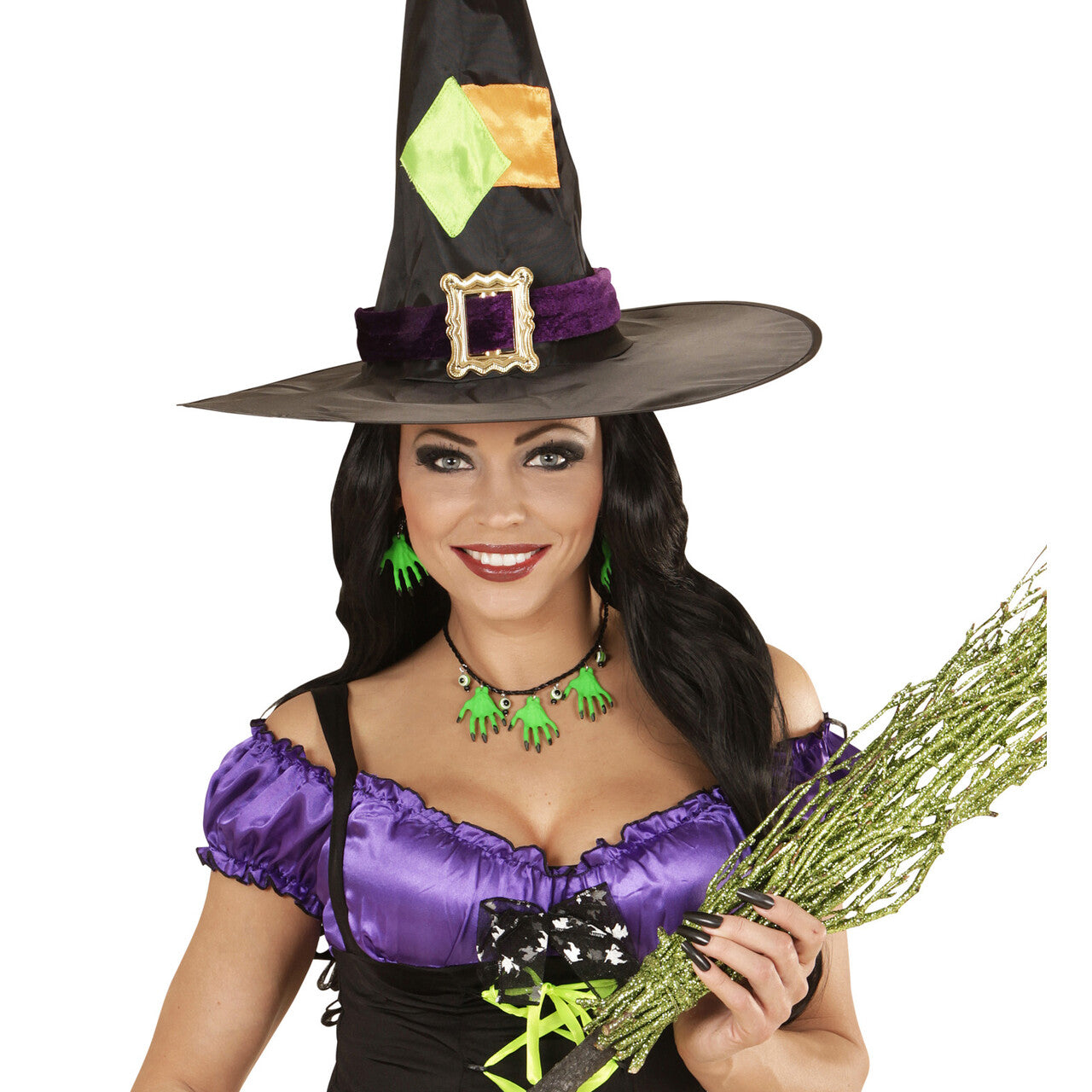 Op deze afbeelding zie je een Accessoires, van het merk Widmann. Halloween Juweel Ketting En Oorbellen Heksenhanden