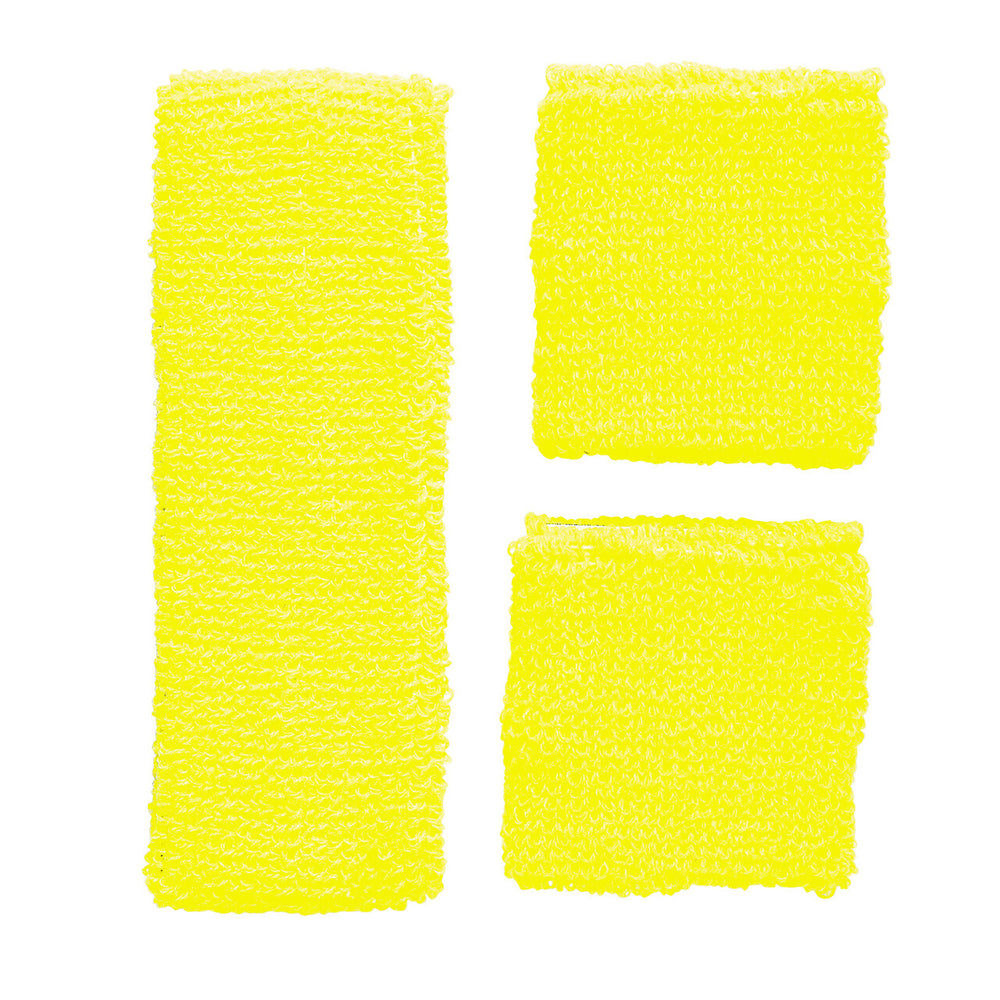 Op deze afbeelding zie je een Accessoires, van het merk Widmann. Atletische 80s Zweetband Set Neon Geel
