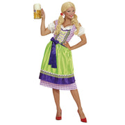 Op deze afbeelding zie je een Kostuums, van het merk Widmann. Beierse Dirndl Paars / Groen Vrouw Kostuum