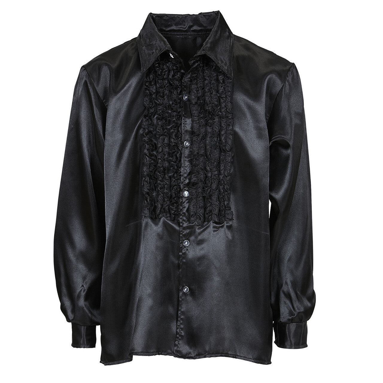 Op deze afbeelding zie je een Kostuums, van het merk Widmann. Lekker Foute Rouchenblouse Zwart Man