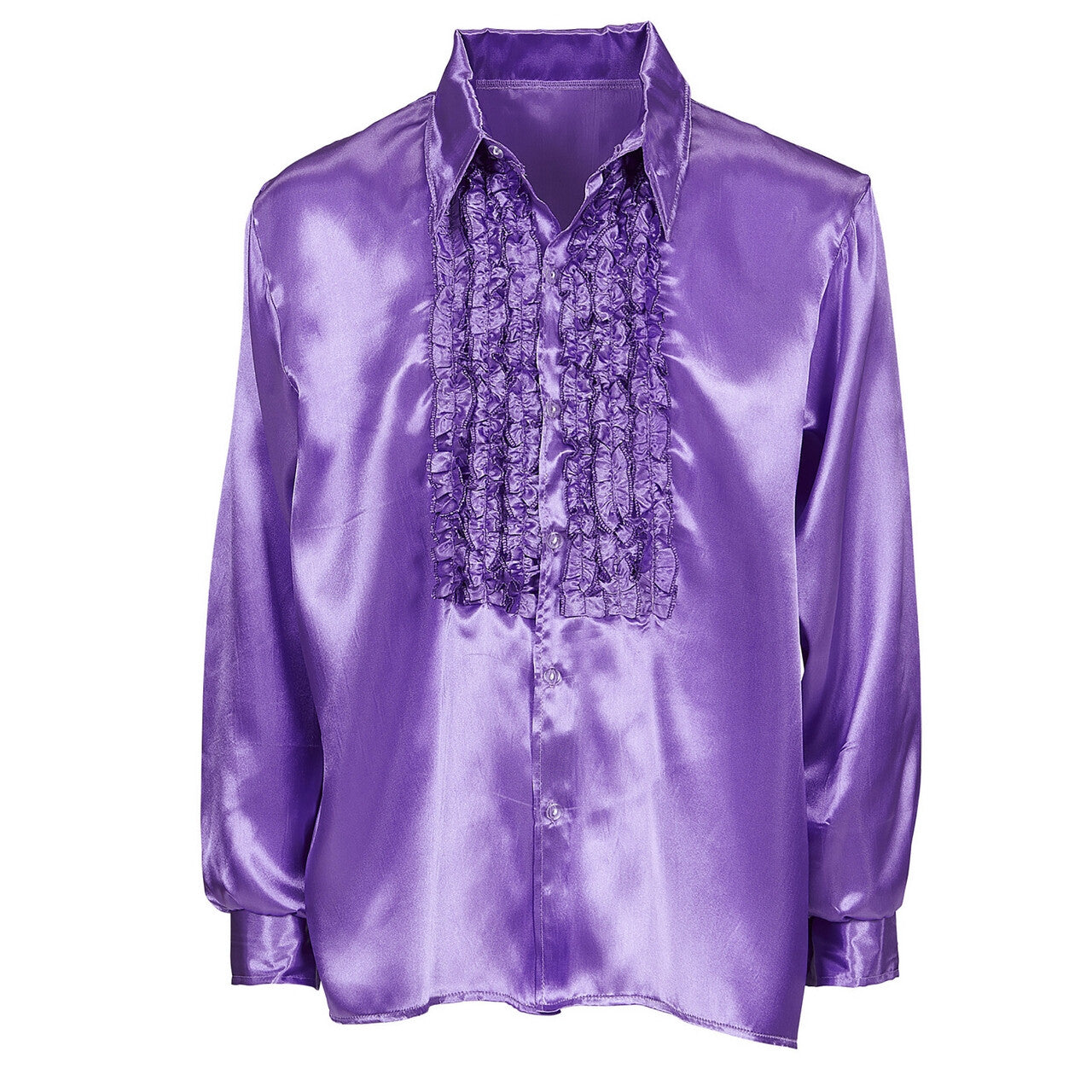 Op deze afbeelding zie je een Kostuums, van het merk Widmann. Lekker Foute Blouse Met Ruches Paars Man