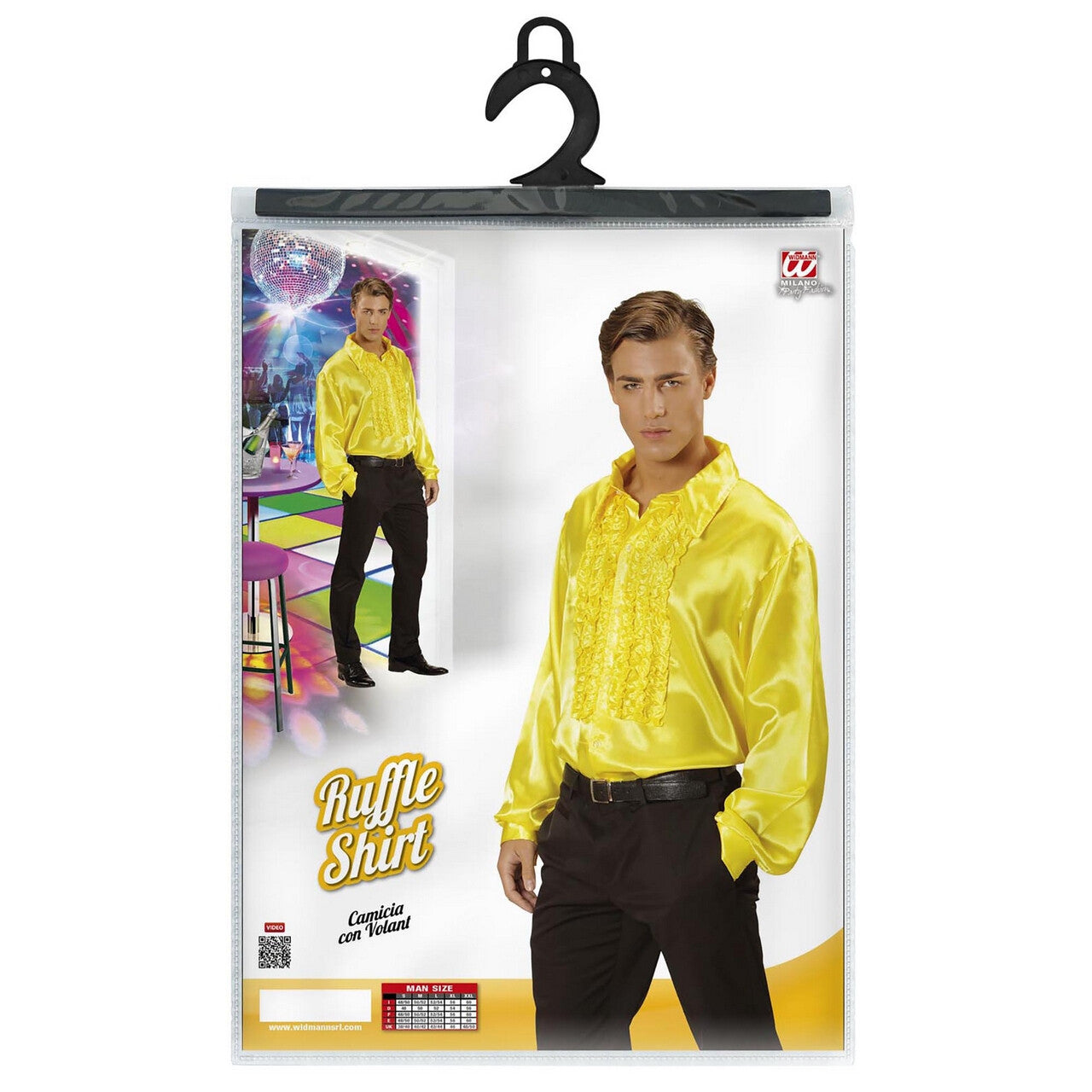Op deze afbeelding zie je een Kostuums, van het merk Widmann. Lekker Foute Blouse Met Ruches Geel Man