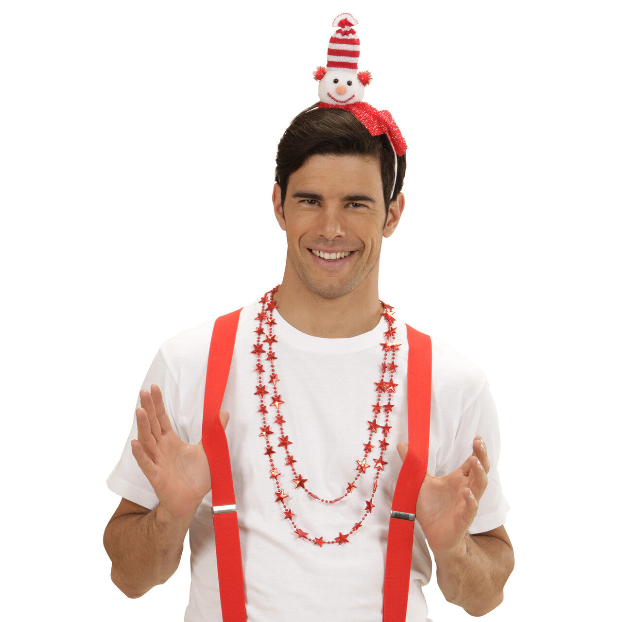 Op deze afbeelding zie je een Accessoires, van het merk Widmann. XXL Sterrenketting, Rood 210cm