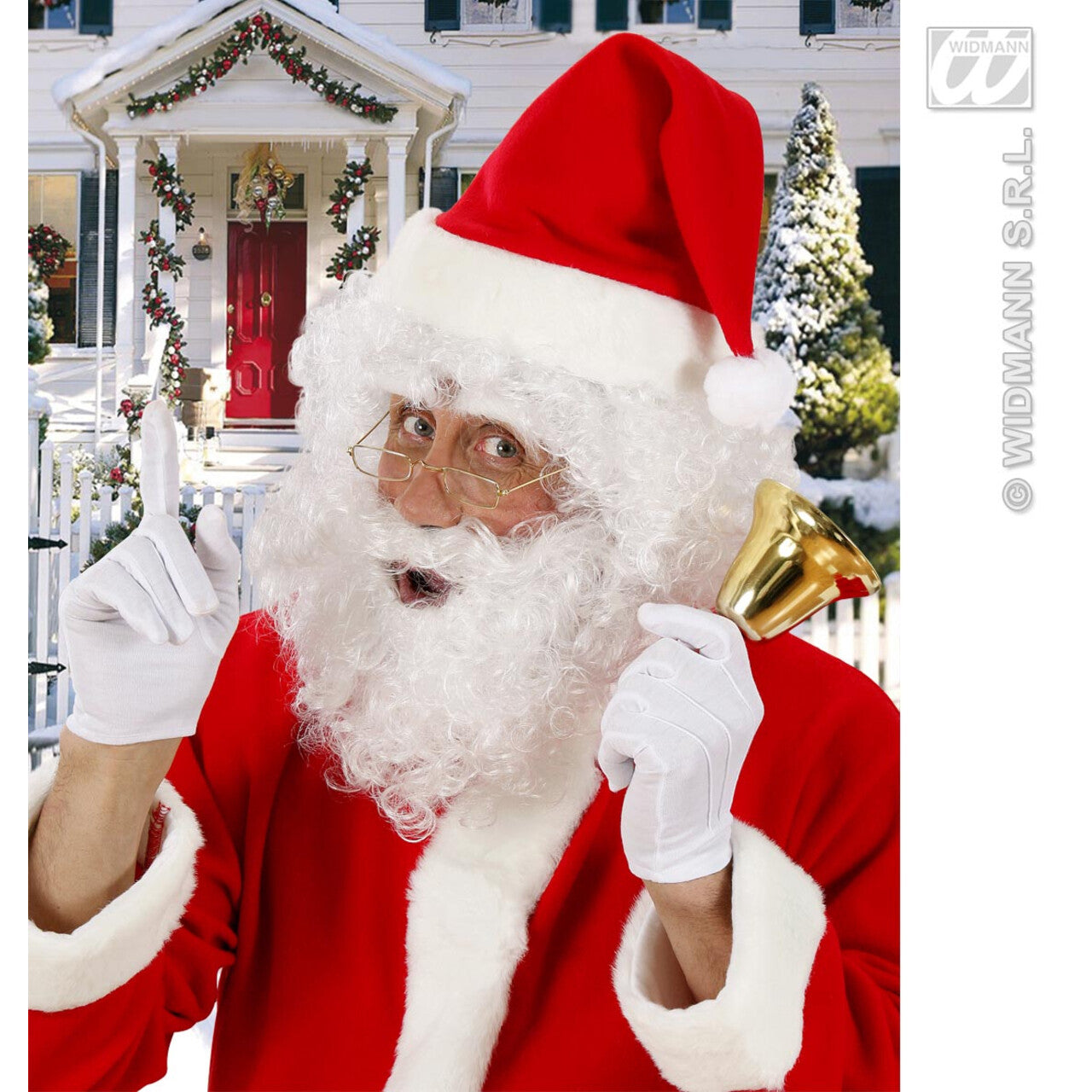 Op deze afbeelding zie je een Accessoires, van het merk Widmann. Pruik Kerstman Met Baard En Wenkbrauwen