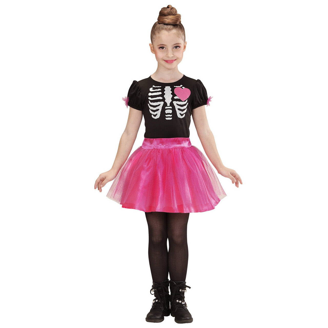 Op deze afbeelding zie je een Kostuums, van het merk Widmann. Sweet Horror Ballerina Skelet Meisje Kostuum