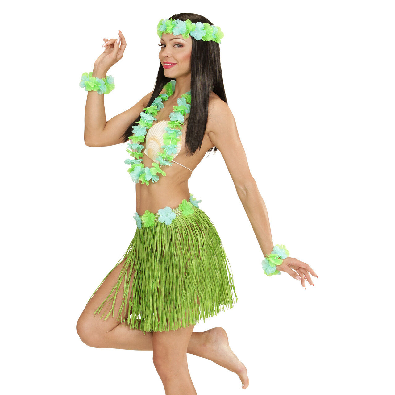 Op deze afbeelding zie je een Accessoires, van het merk Widmann. Hula Hula Hawaii Set Groen