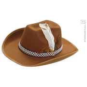 Op deze afbeelding zie je een Accessoires, van het merk Widmann. Cowboyhoed Bruin Met Veren, Kind