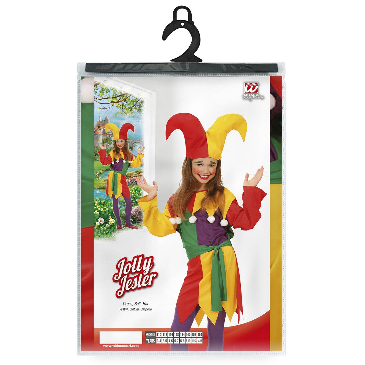 Op deze afbeelding zie je een Kostuums, van het merk Widmann. Hofnar Jolly Joker Kind Kostuum Meisje