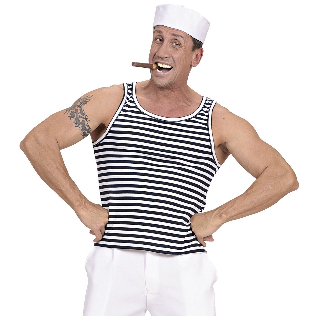 Op deze afbeelding zie je een Kostuums, van het merk Widmann. Zeemanshirt Gestreept