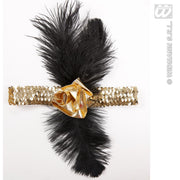 Op deze afbeelding zie je een Accessoires, van het merk Widmann. 1920s Pailletten Hoofdband Goud Met Bloem En Veren