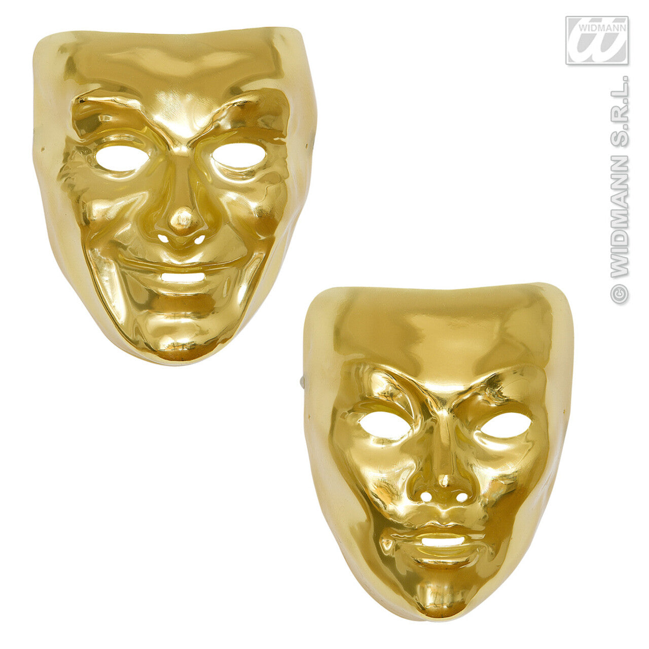 Op deze afbeelding zie je een Accessoires, van het merk Widmann. Plastic Masker Goud