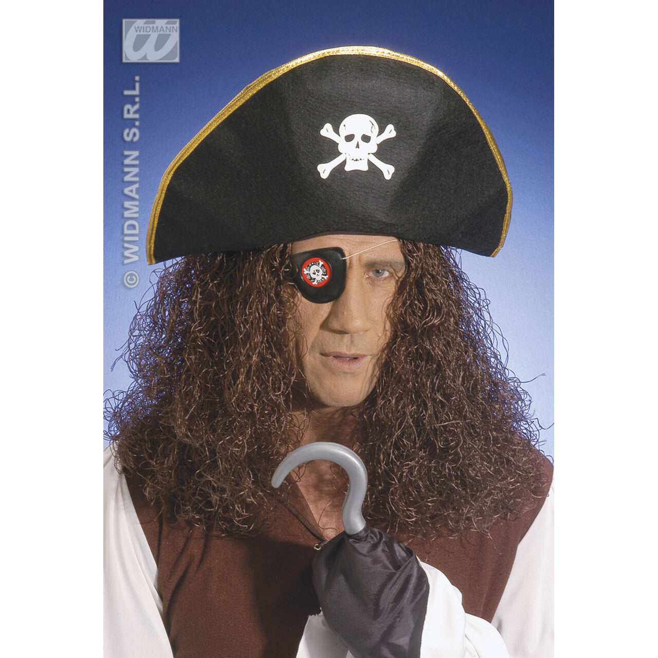 Op deze afbeelding zie je een Accessoires, van het merk Widmann. Piratenset Haak Hoed Ooglap