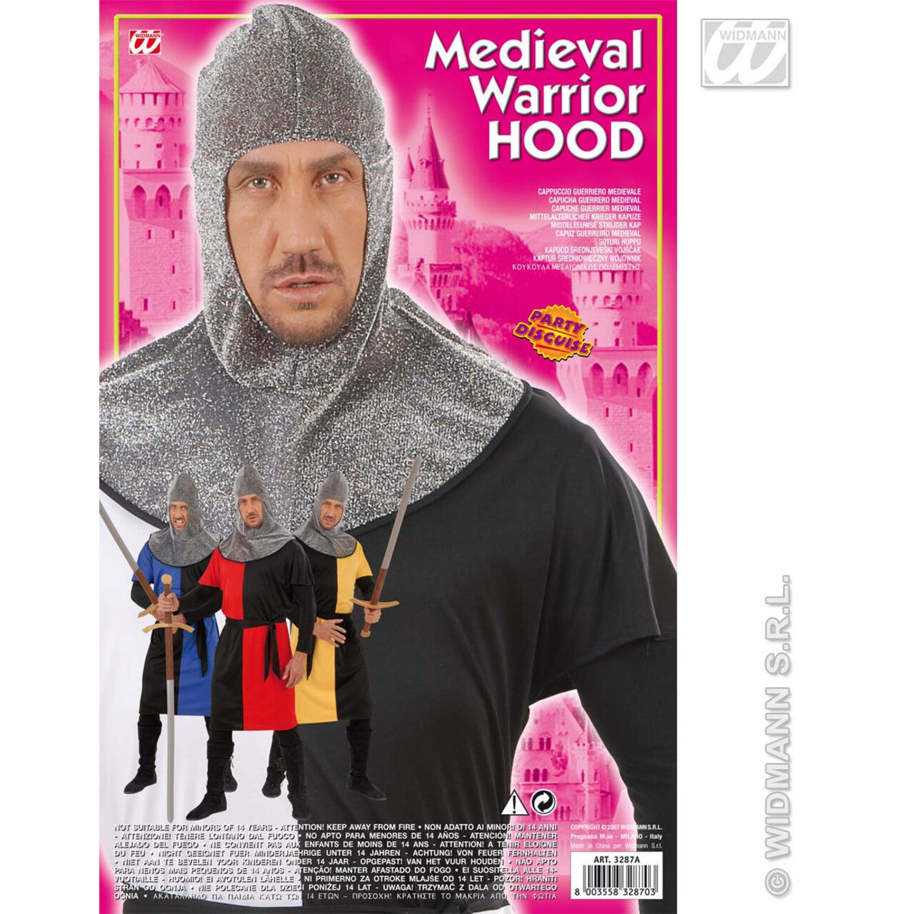 Op deze afbeelding zie je een Accessoires, van het merk Widmann. Kap Middeleeuwse Strijder Metallic, Volwassen