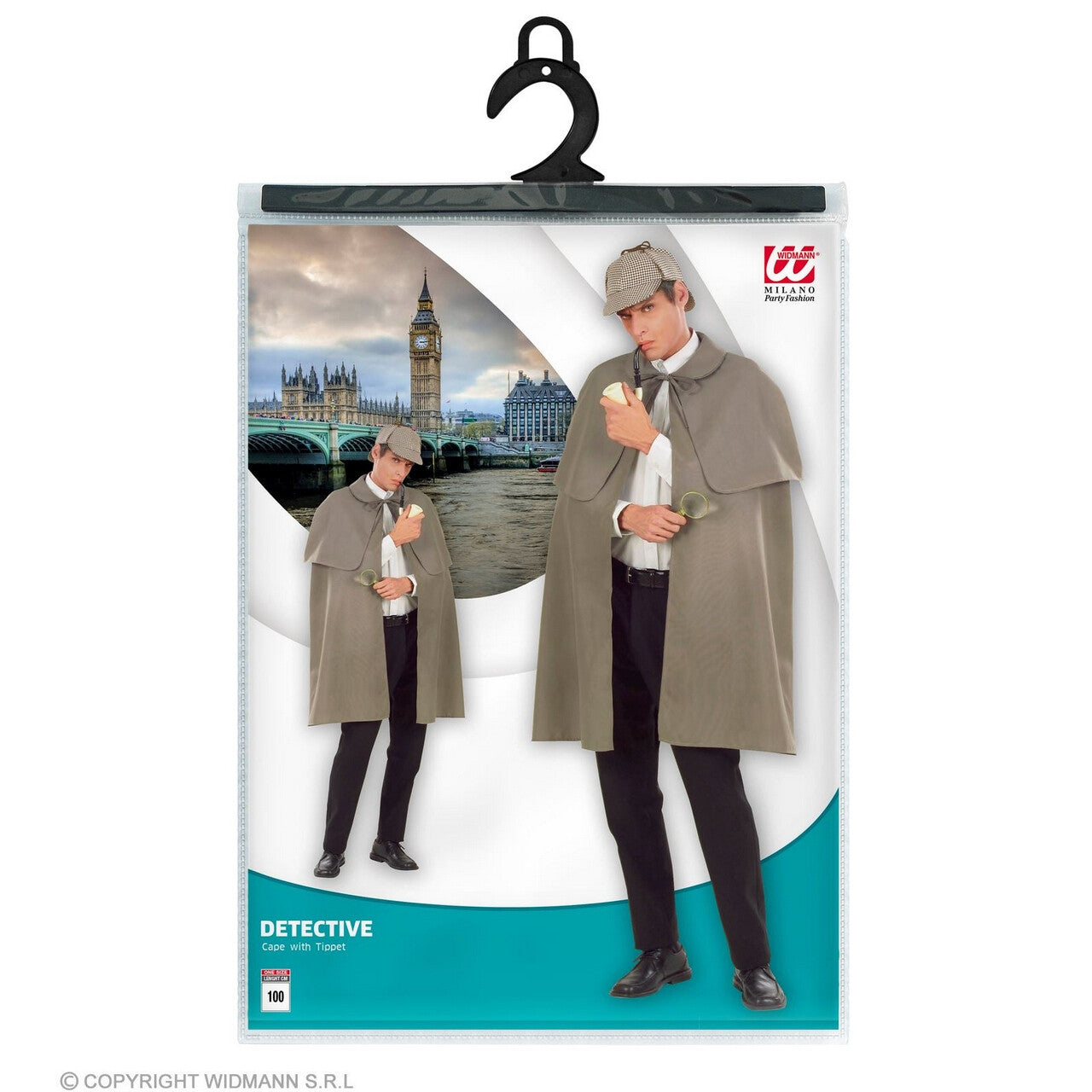 Op deze afbeelding zie je een Accessoires, van het merk Widmann. Zware Cape Grijs Met Kraag, 100 Centimeter