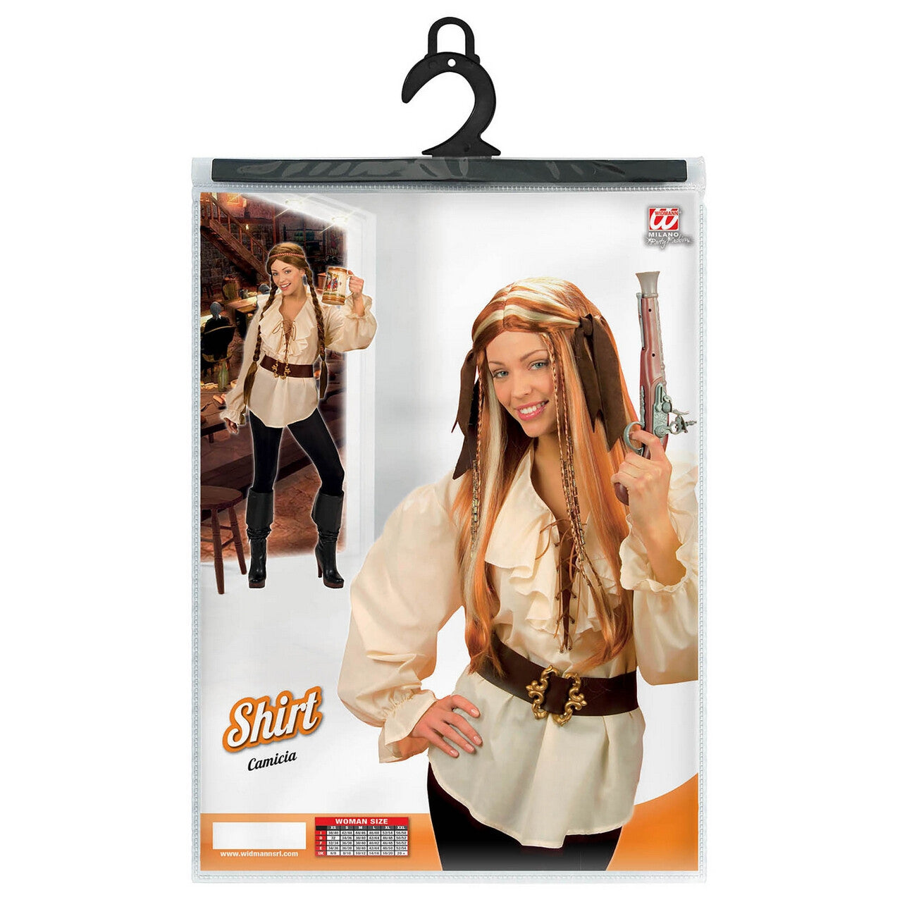Op deze afbeelding zie je een Kostuums, van het merk Widmann. Piratenshirt Dames, Beige Vrouw