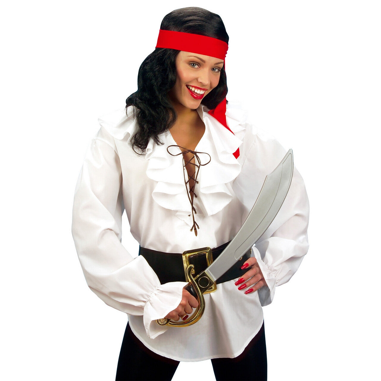 Op deze afbeelding zie je een Kostuums, van het merk Widmann. Piratenshirt Dames, Wit Vrouw
