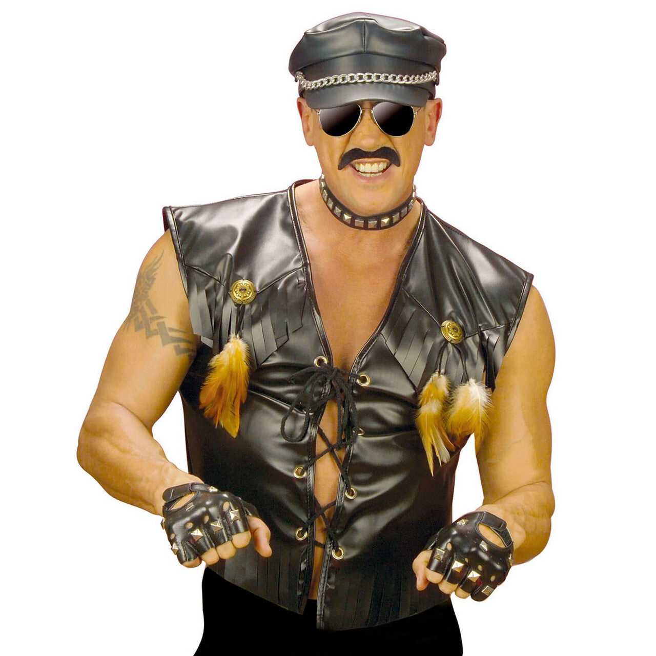 Op deze afbeelding zie je een Kostuums, van het merk Widmann. Rocker / Biker Vest Lederlook Man