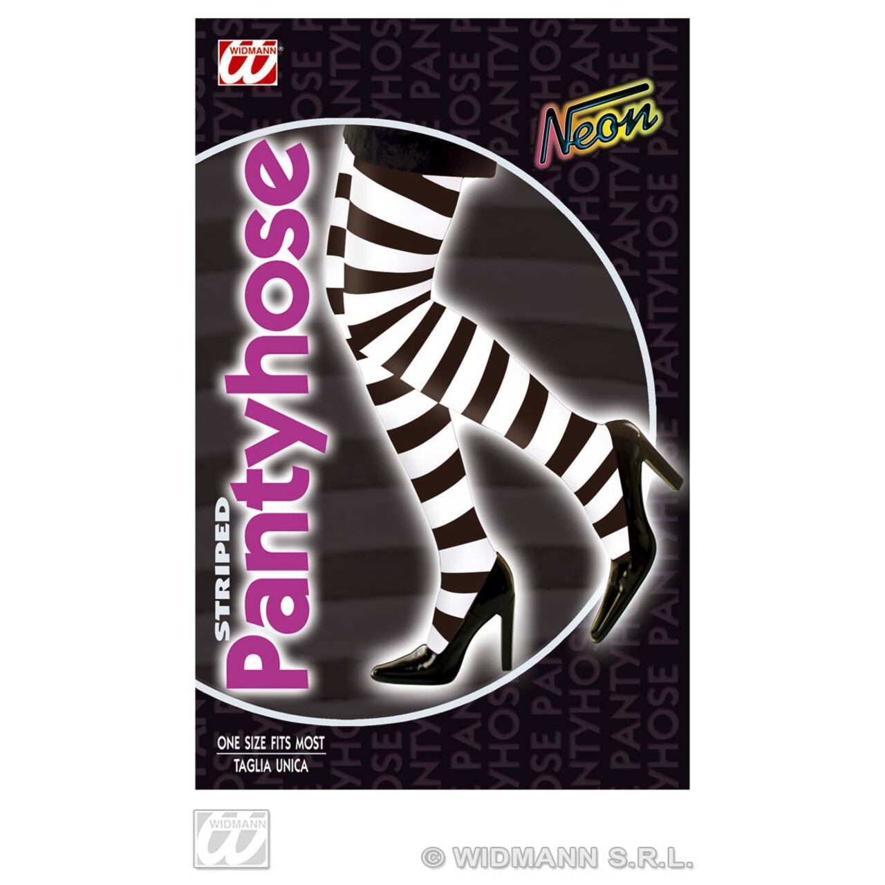 Op deze afbeelding zie je een Accessoires, van het merk Widmann. Panty, Neon Zwart / Wit Gestreept