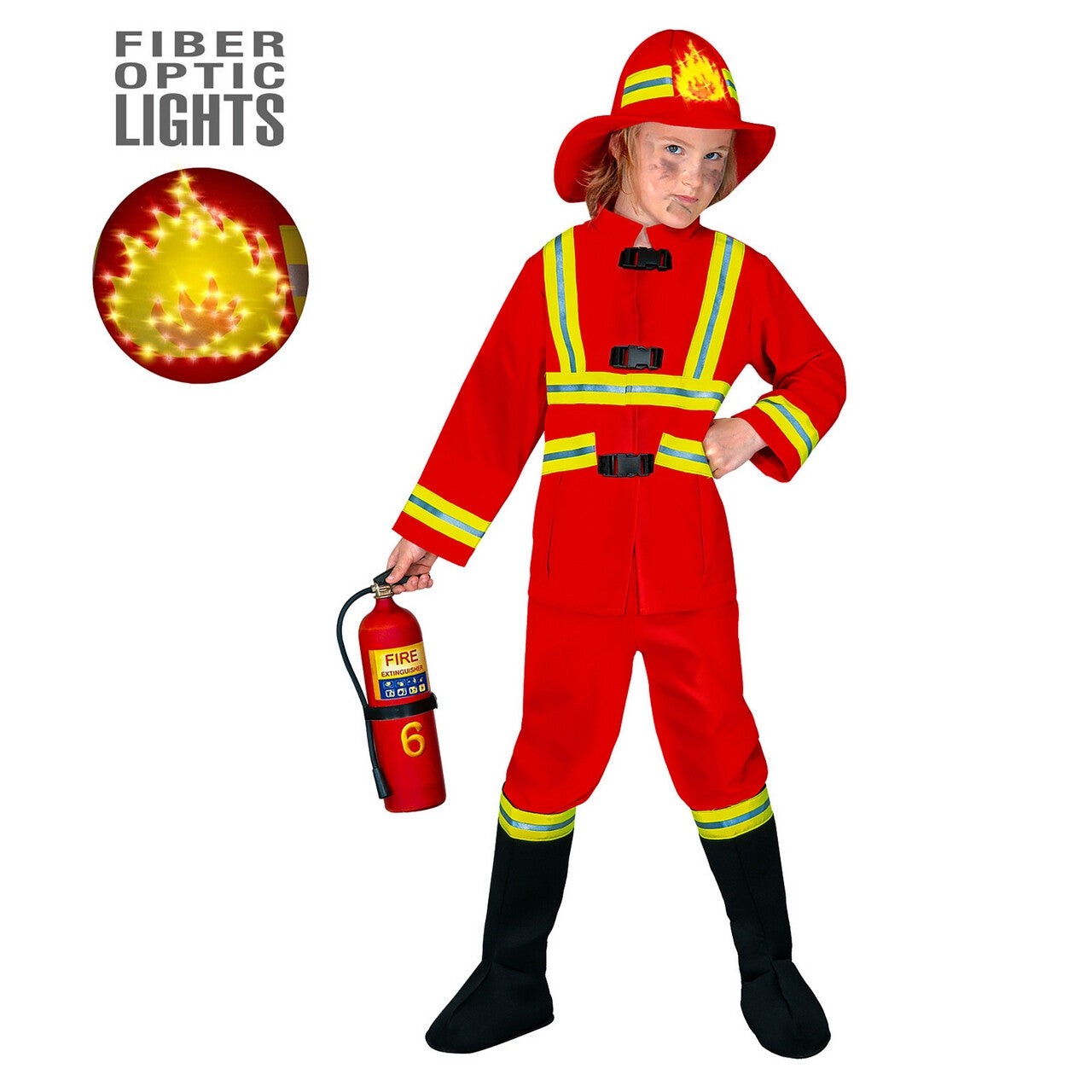 Op deze afbeelding zie je een Kostuums, van het merk Widmann. Stoere Brandweerman, Fiberoptisch Kostuum Jongen