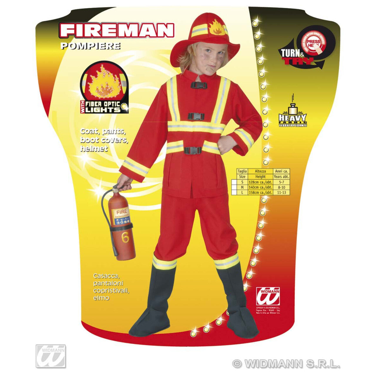 Op deze afbeelding zie je een Kostuums, van het merk Widmann. Stoere Brandweerman, Fiberoptisch Kostuum Jongen