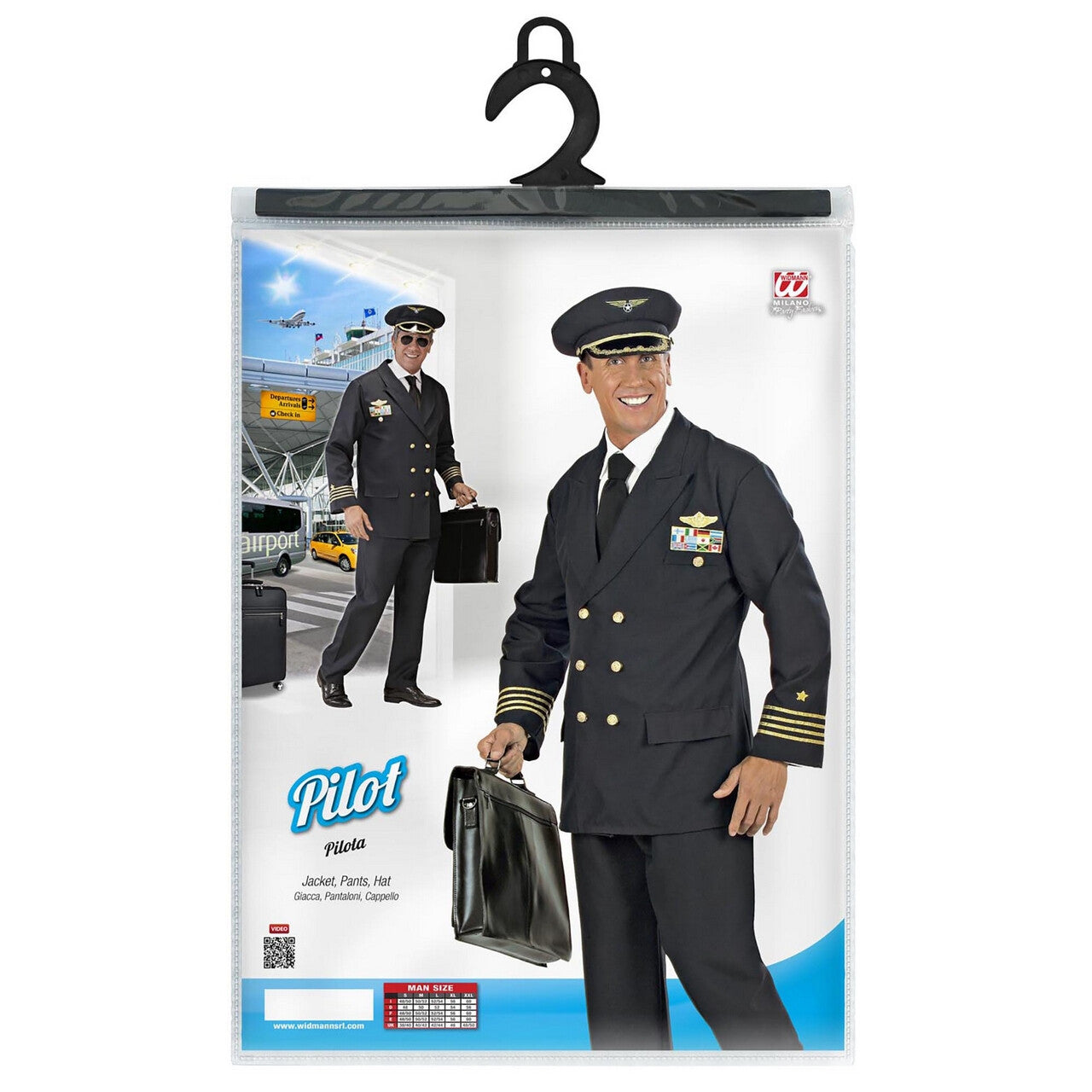 Op deze afbeelding zie je een Kostuums, van het merk Widmann. Piloot Luxe Captain Boeing Kostuum Man