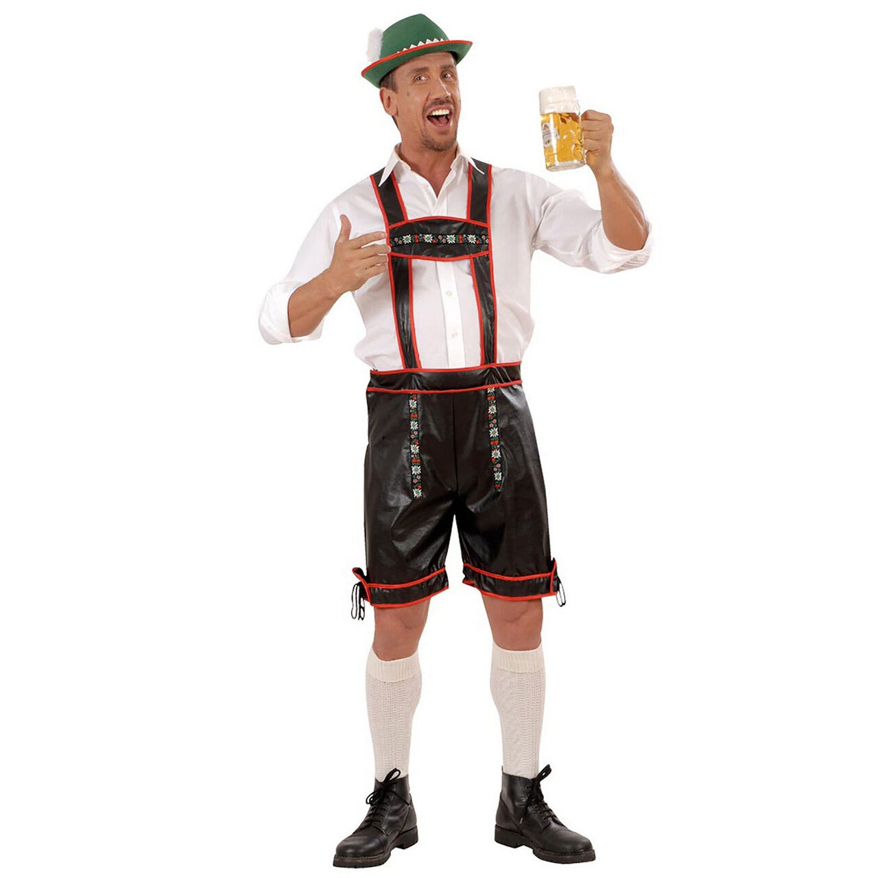 Op deze afbeelding zie je een Kostuums, van het merk Widmann. Traditionele Lederhose Lederlook Man