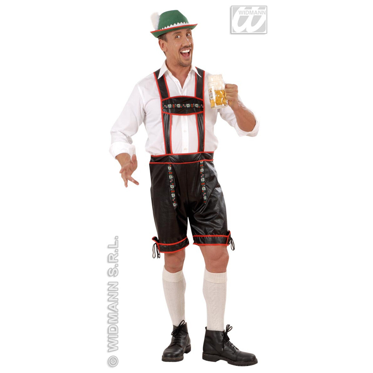 Op deze afbeelding zie je een Kostuums, van het merk Widmann. Traditionele Lederhose Lederlook Man