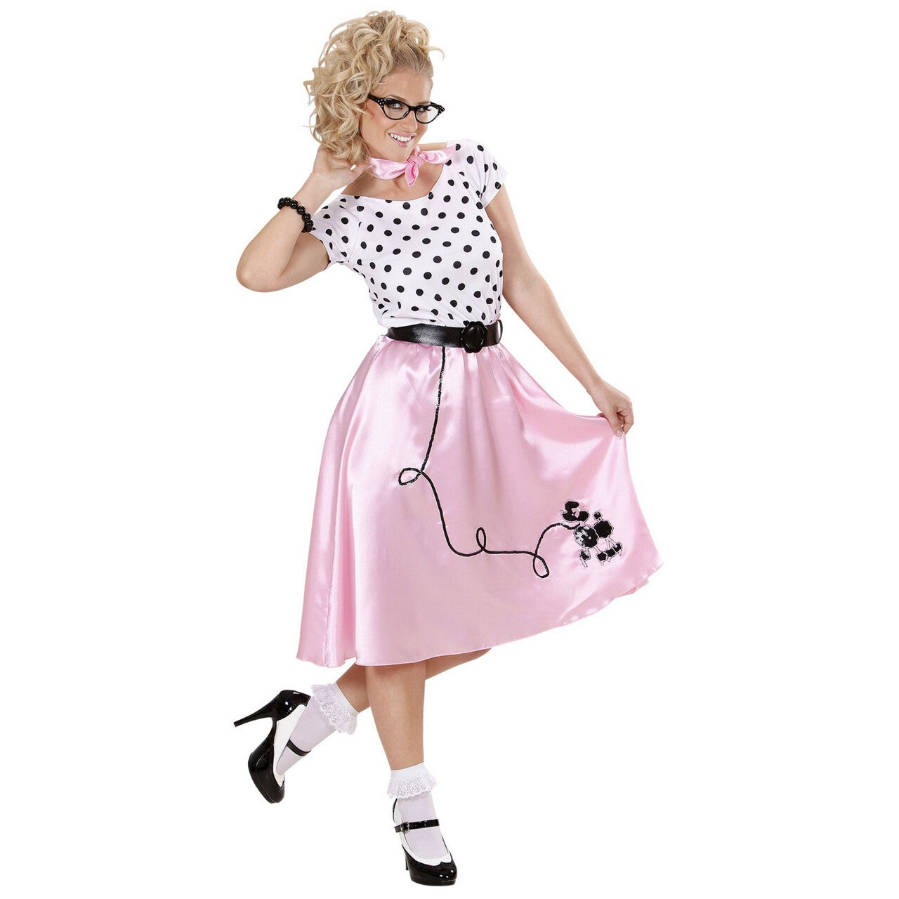 Op deze afbeelding zie je een Kostuums, van het merk Widmann. Poedelmeisje 50s Ms Sugar Kostuum Vrouw
