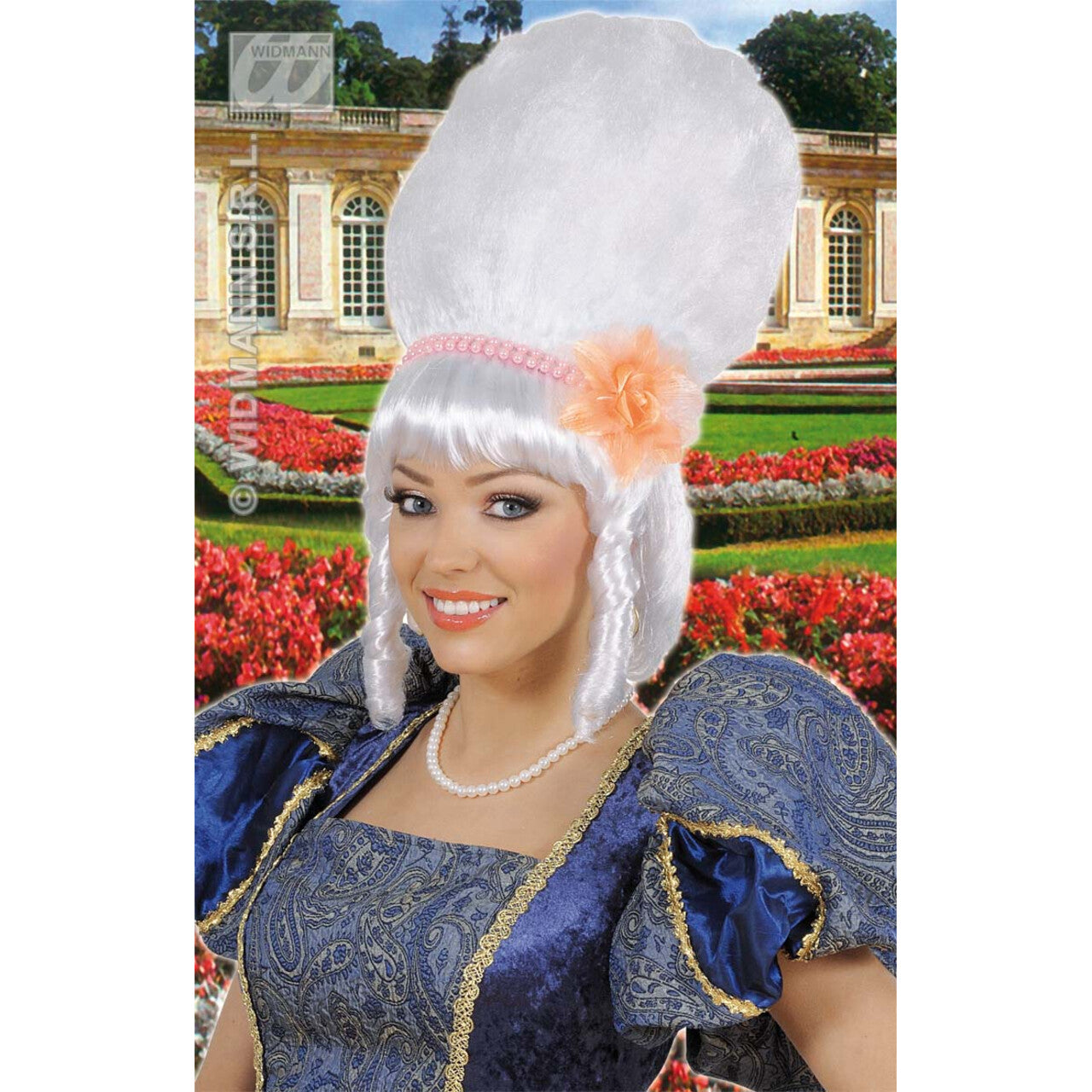 Op deze afbeelding zie je een Accessoires, van het merk Widmann. Pruik Markiezin Met Roze Parels